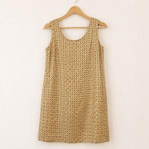 Forecast Kaufmanns 60s Vintage Gold Silk Beaded Sequin Shift Dress Women 18
